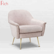 Home Furniture Fabric Pink Armchair Modern Chairs With Stainless Steel Legs